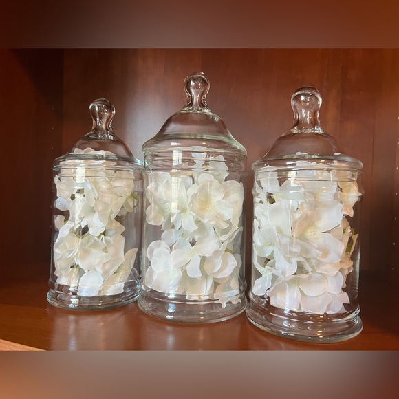 Vintage Empoli Clear Candy Apothecary Jars w/Lids - Set of 3 - Picture 2 of 10